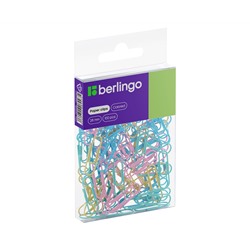 Скрепки 28мм, Berlingo, 100шт., цветные, ПВХ упак., европодвес, ассорти пастель