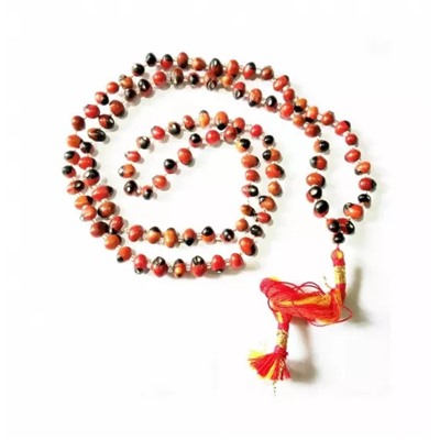 Чётки из семян Чёточника Молитвенного, Chirmi Gunja Mala Natural, произв. Kalyan Puja