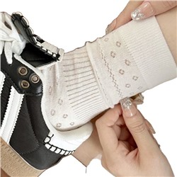 Creamy summer thin breathable knee socks flower-shaped, mid-length