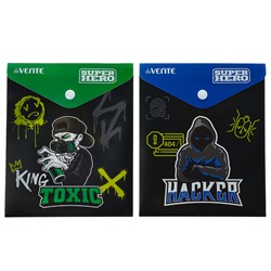 Папка-конверт на кнопке А6, 170×140 мм, 180 мкм, deVENTE SuperHero, тиснение фольгой, 3071231, МИКС