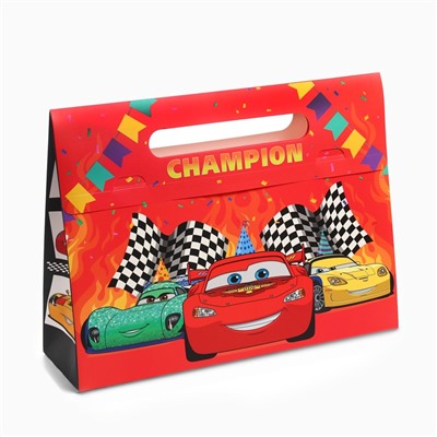 Пакет подарочный-коробка Champion, подарочная упаковка, 40×30×12 см, Тачки