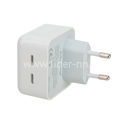 СЗУ с 2 USB-C выходами (PD3.0) 40W (5V-3.0A/9V-2.2A/12V-1.66A) MAIMI C87 (белый)