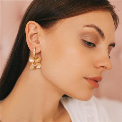 Серьги ассорти «Цветок» рельеф, цвет розовый в золоте