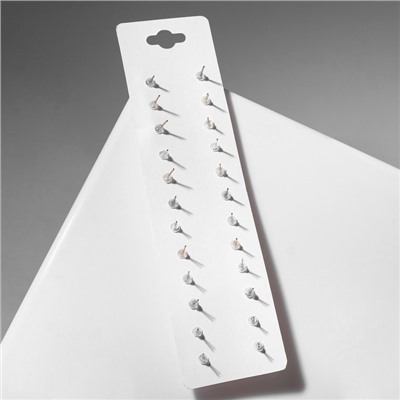 Серьги пусеты One year, 12 пар, цветочное ассорти, бело-розовые в золоте