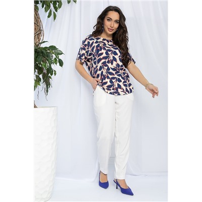 Блуза Маргоша (бежево-синяя) Б13152-16М