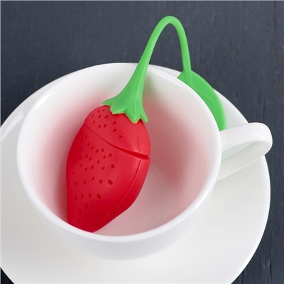 Ситечко для чая Доляна «Клубника», 5×19 см, красное