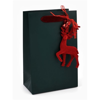 Пакет подарочный «С Новым годом», с бубенцами и ёлочной игрушкой, олень, 18×23×11 см