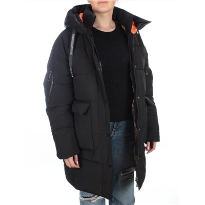 2197 BLACK Пуховик женский зимний AIKESDFRS (холлофайбер)
