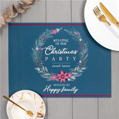 Салфетки на стол новогодние «Венок», ПВХ, 40×29 см, 2 шт.