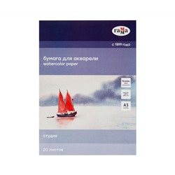 Папка для акварели, 20л., А3, Гамма "Студия", 200г/м2, среднее зерно