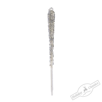 Сосулька серебряная с пайетками (стекло) 1,5х1,5х25 см