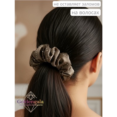 Резинка для волос объемная шелковая со стразами Арт:Р2/001