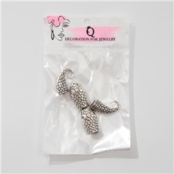 Замок-концевик «Змея», 2 шт. 4.3×1.6 мм, внутренний d=0.7 мм, чернёного серебра