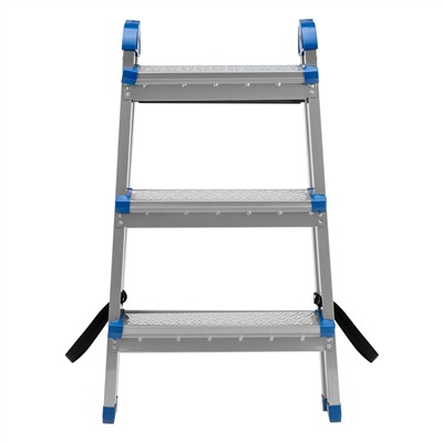 Стремянка двухсторонняя 3 ступени, сталь профиль, стальные ступени, Сибртех