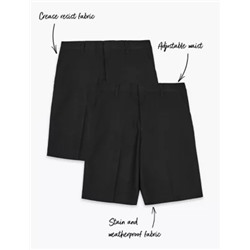 2pk Boys' Regular Leg School Shorts (2-14 Yrs)