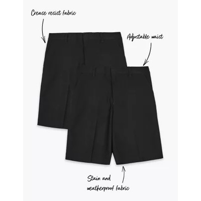 2pk Boys' Regular Leg School Shorts (2-14 Yrs)