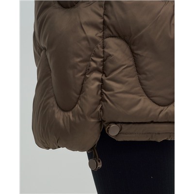 Куртка зимняя женская с капюшоном модная темно-коричневого цвета 7653TK