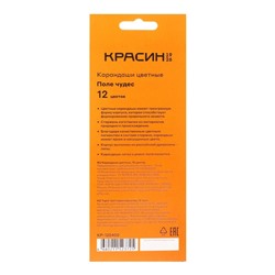 Карандаши цветные «Красин. Поле чудес», трёхгранные, заточенные, европодвес, 12 шт.