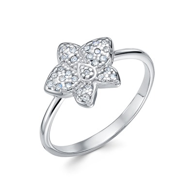 Кольцо с фианитом родированное серебро 925*