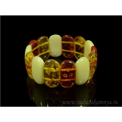 Браслет из янтаря сегмент 30*15мм медовый, молочный, коньячный светлый