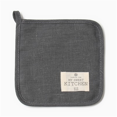 Набор кухонный Этель ECO grey: варежка 15х28см, прихватка 19х19см, 100% лён, 245 г/м2