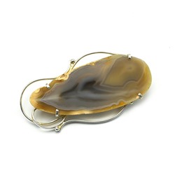 Брошь агат в посеребрении 64*33мм