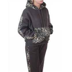 008 DK. GRAY/LEOPARD Костюм спортивный зимний женский (95% хлопок, 5% полиэстер)