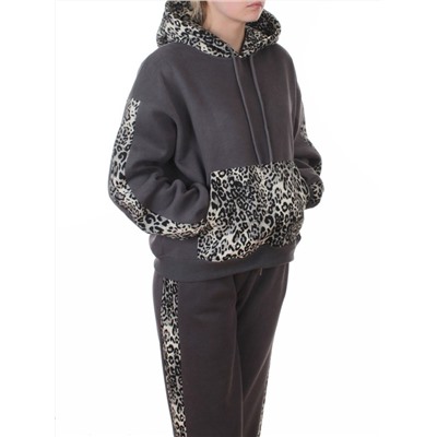 008 DK. GRAY/LEOPARD Костюм спортивный зимний женский (95% хлопок, 5% полиэстер)