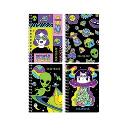 Записная книжка А6 80л. на гребне BG "Crazy neon"