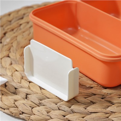 Ланч-бокс для еды Доляна «Классика», пластик, 2 отделения, в школу, 18×18×6 см, оранжевый