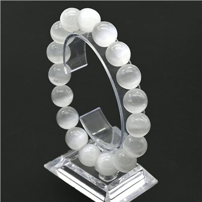 Браслет из Селенита белого шарик 12мм, 38,3г