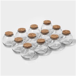 Набор баночек для специй Доляна «Парфе», 120 мл, 7×7 см, с пробковой крышкой, 12 шт., стекло