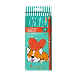 Карандаши цветные 12 цветов FunColor, пластиковые, трёхгранные, МИКС