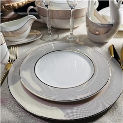 145-504 Набор из 6 тарелок 22см ЗОЛОТАЯ СИМФОНИЯ в под.уп.(х10)Костяной фарфор