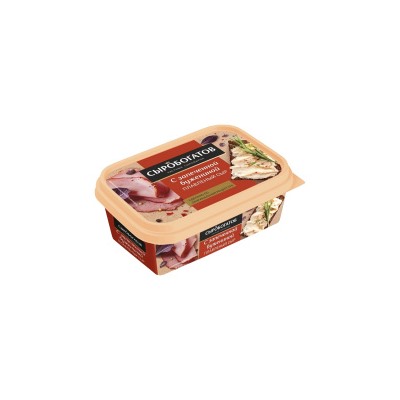 Сыр плавленый "С запеченой бужениной" тм "Сыробогатов" 50% 200г ванночка 1/12