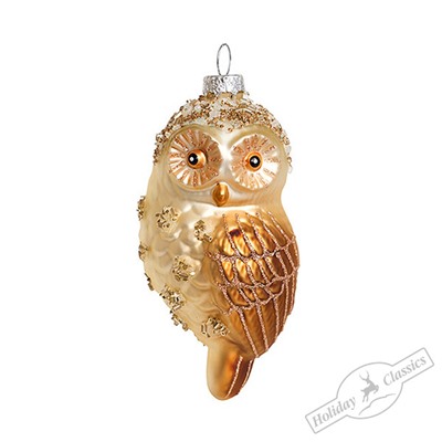 Совенок золотистый с пайетками (стекло) 5,5х5,5х10 см