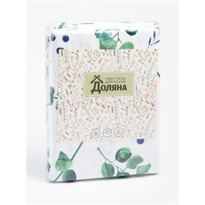 Шторы для кухни "Доляна" Eucalyptus 150*180 см- 2 шт, подхваты - 2 шт, 164г/м2, 100% хл