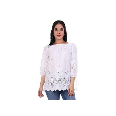 18098 Блузка (хлопок) с кружевом р. XL 54-56 ц. белый