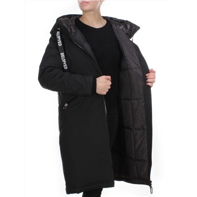 2238 BLACK Пальто женское зимнее AKIDSEFRS (200 гр. холлофайбера)