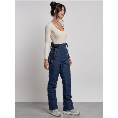 Полукомбинезон с высокой посадкой женский зимний темно-синего цвета 7605TS