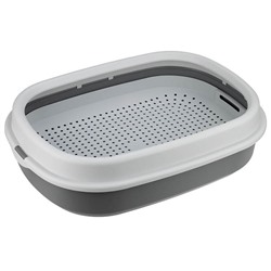 Лоток для кошек Фур-Мур 48х35,5 см с сеткой и бортом ,Soft-touch, смоки