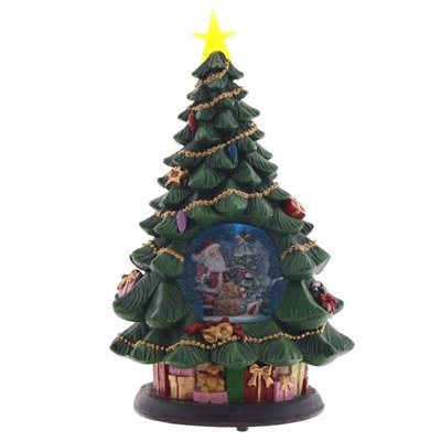 GAEM Фигур декор в стекл шаре "Елка и дед Мороз" (подсв, муз, вьюга, AAх3 н/п), D 10 см, L19,5 W19,5 H35