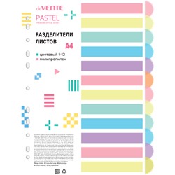 Разделитель A4 "deVENTE. Pastel" полипропилен 140мкм цветовой 12шт 3051314/Китай