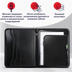Папка на молнии А4, 2 отделения, Calligrata, 350×282×33 мм, пластик, 4 кармана, бизнес-класс, черная