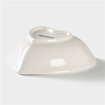 Салатник Доляна «Сердце»,130 мл, 12.5×11.5 см, керамика, белый