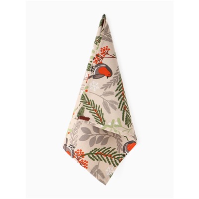 Полотенце новогоднее Доляна Bullfinch 35х60 см, 100% хл, рогожка 164 г/м2