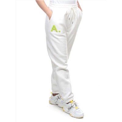 M041 WHITE Брюки спортивные женские на флисе (100% хлопок) 7986