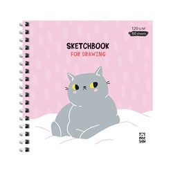 Скетчбук 60л., 150*150 MESHU "Серый комочек", на гребне, выб. лак, soft-touch, 120г/м2