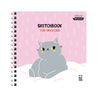 Скетчбук 60л., 150*150 MESHU "Серый комочек", на гребне, выб. лак, soft-touch, 120г/м2