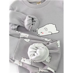 Пижама детская Baby Boom КД410/1-И Мишки белые на сером